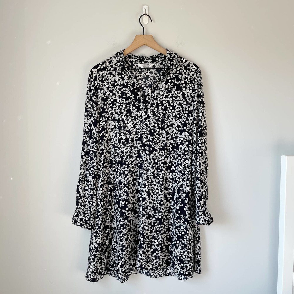 & Other Stories Women's Black White Floral Casual Sun Dress Size 12